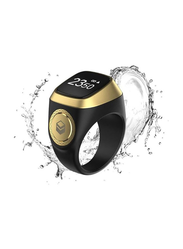 iQibla Tasbih Zikr Lite Smart Waterproof Ring, 20mm, Grey/Black