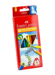 Faber-Castell Junior Triangular Colour Pencils & Sharpener Set, 10 Pieces, Multicolour