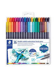 Staedtler Double Ended Watercolour Brush Pens, 36 Pieces, Multicolour