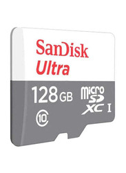 SanDisk 128GB Ultra MicroSDXC Memory Card, SDSQUNR-128G-GN6MN, Grey/White
