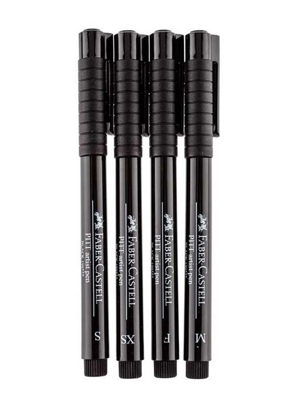Faber-Castell 4-Piece Fineliner Pen Set, Black