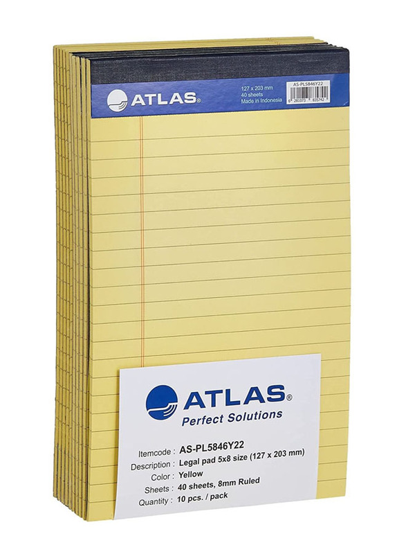 Atlas Legal Pad, 5x8mm, 40 Sheets