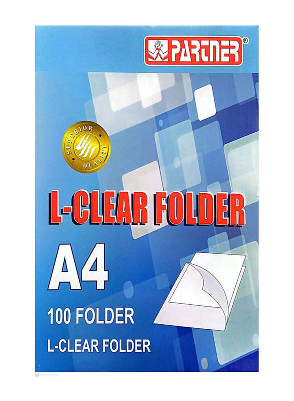 

Partner A4 L-Shape Folder Box, 100 Pieces, Clear