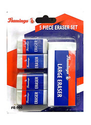 Flamingo 5-Piece Eraser Set, White