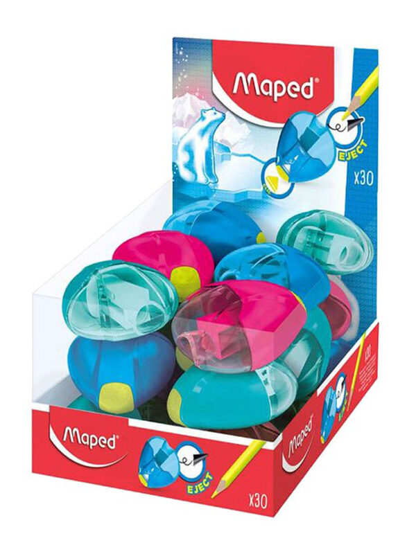 Maped 30-Piece Igloo Eject 1 Hole Sharpener Set, Multicolour