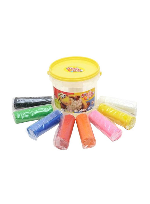 Kiddy Clay Modelling Clay Set with Bucket, 8 Pieces, Multicolour