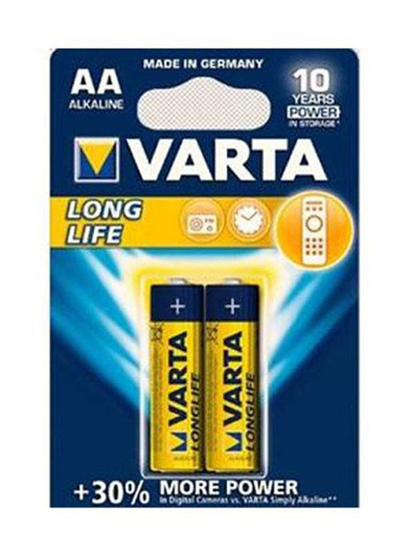 Varta AA Long Life Alkaline Battery, 2 Pieces, Yellow