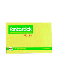 Fantastick Self Adhesive Removable Sticky Notes, 100 Sheets, Yellow