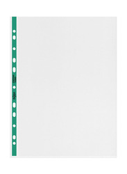 Rexel A4 Punched Pockets with Glass Spine, 25 Pieces, Clear/Green