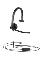 Logitech H570e Business Series Mono On-Ear USB Headset, Black