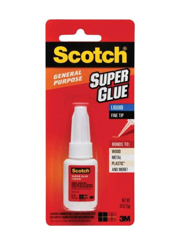 3M Scotch General Purpose Liquid Super Glue with Precision Applicator, 5g, Clear