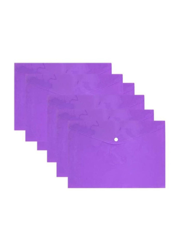 A4 File Envelope with Snap Button Closure, 12 Pieces, Purple