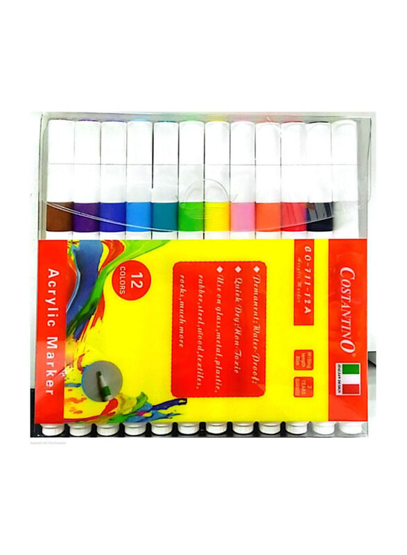 Costantino Acrylic Marker, CO71112A, 12 Pieces, Multicolour