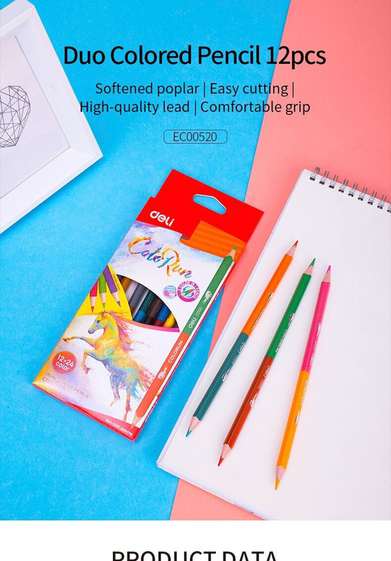 Deli Twin Tip Colouring Pencils Set, 6 Pieces, Multicolour