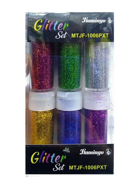 

Flamingo 6-Piece Glitter Tube Pvc Box, Multicolour