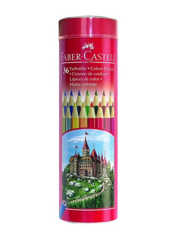 Faber-Castell Colour Pencils Set with Tin Tube, 36 Pieces, Green/Blue/Pink