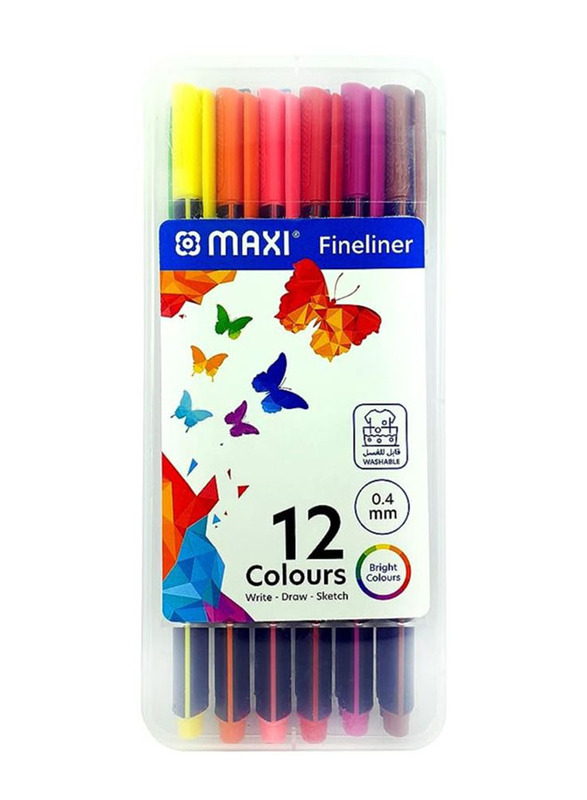 Maxi 12-Piece Fineliner Pen Set, Multicolour