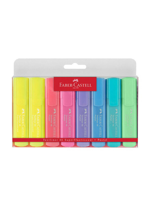Faber-Castell 8-Piece Pastel Colour Highlighter Set, Multicolour
