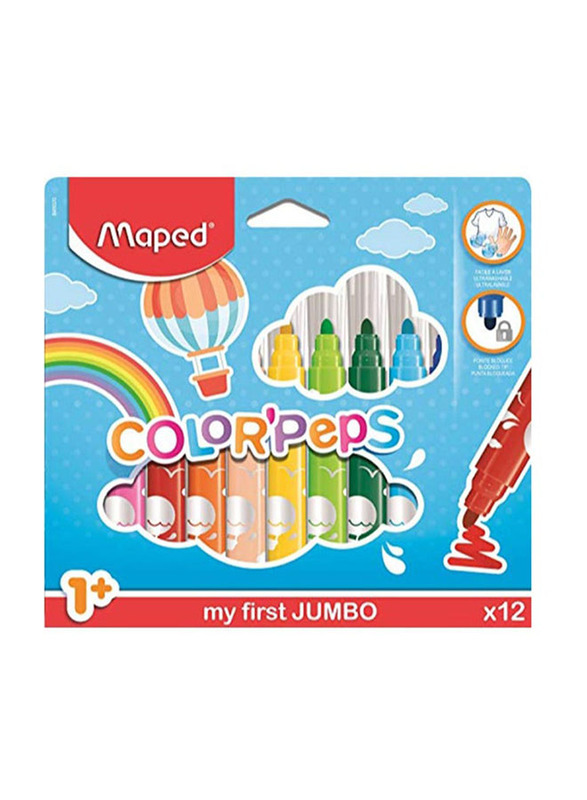 

Maped Peps Long Life Super Tip Ultrawashable Markers, 12 Pieces, Multicolour