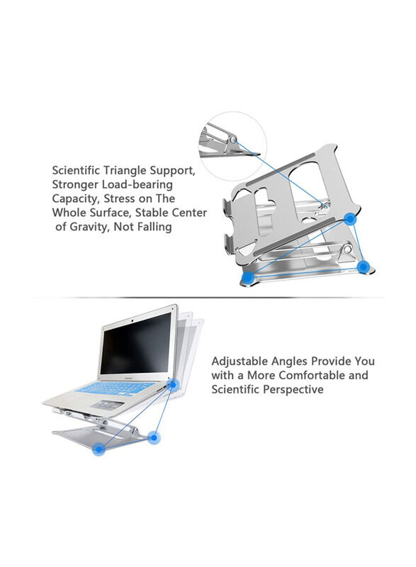 Skilltech Laptop Stand Riser Portable - Foldable for MacBook Air Pro, Dell XPS, HP (10-17''), Silver