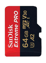 SanDisk 64GB Extreme Pro UHS-I U3 MicroSDXC Memory Card, SDSQXCG-064G-GN6MA, Red/Black