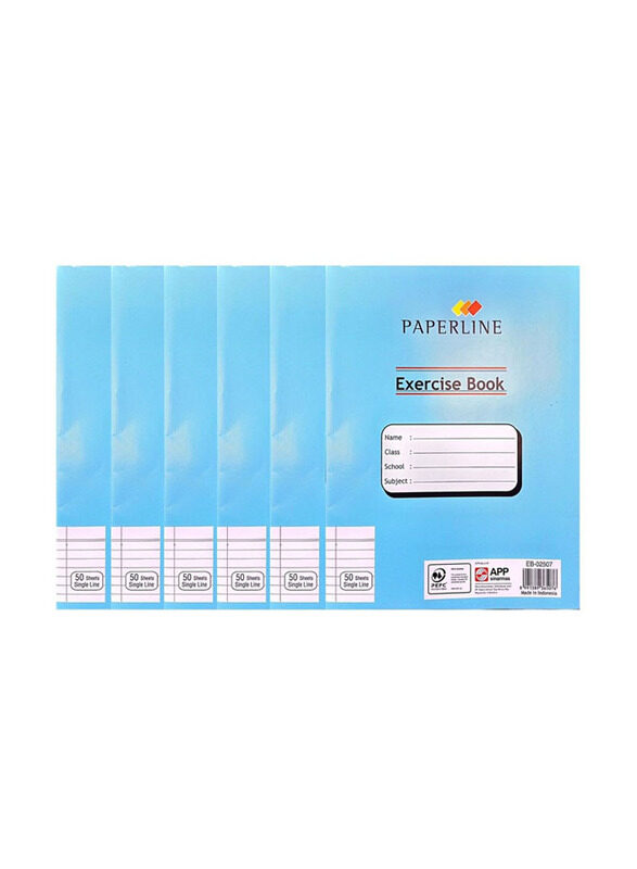 

Paperline Single Line Exercise Book, 50 Sheets, 6 Pieces, Blue