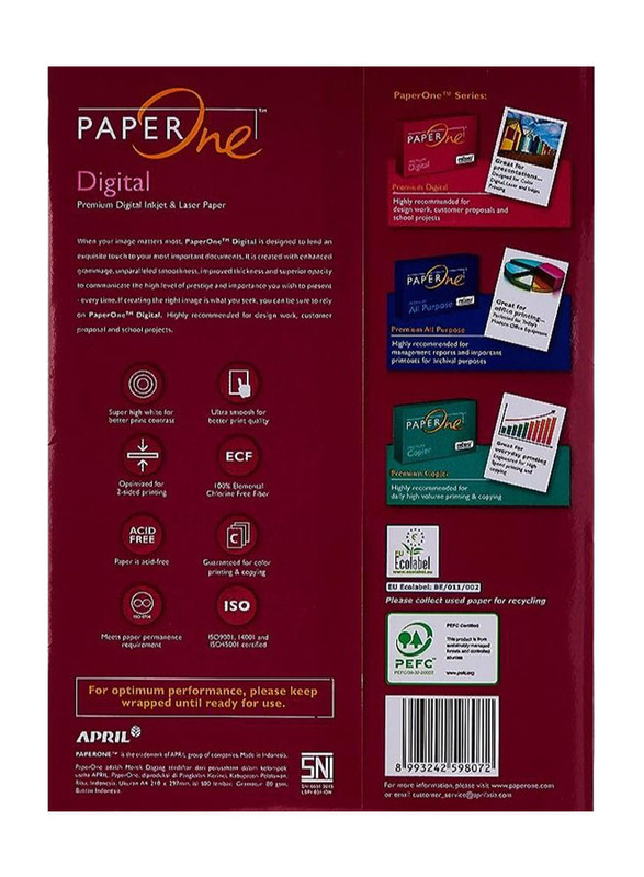 PaperOne Digital Copy Paper, 2500 Sheets, 80 GSM, A4 Size, PO80