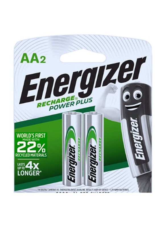 

Energizer Rechargeable Power Plus Battery Set, 2 Pieces, Silver