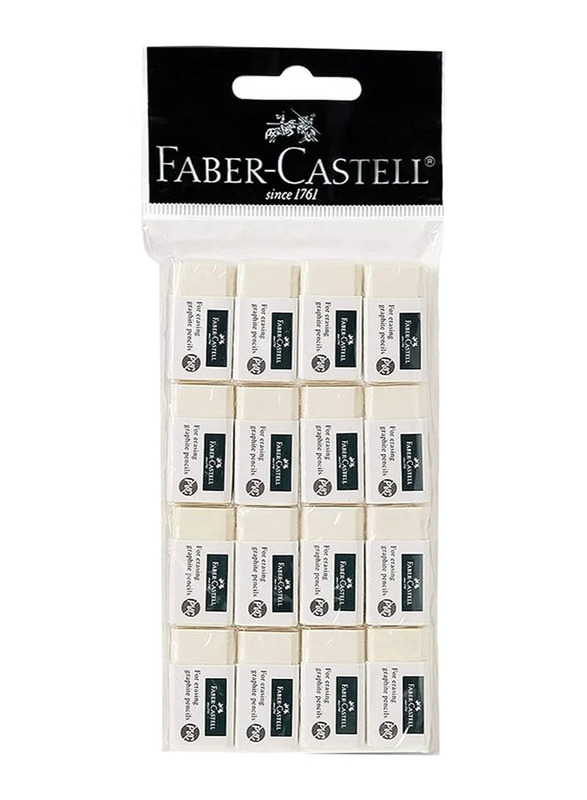 Faber-Castell 16-Piece PVC Free Eraser Set, White