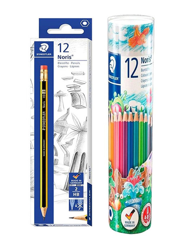 Staedtler 24-Piece Noris Pencils And Noris Coloured Pencils Set, Multicolour