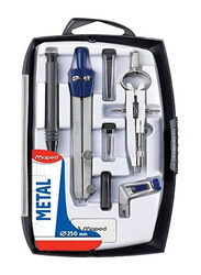 Maped 7-Piece School Geometry Instrument Set, Silver/Blue/Black