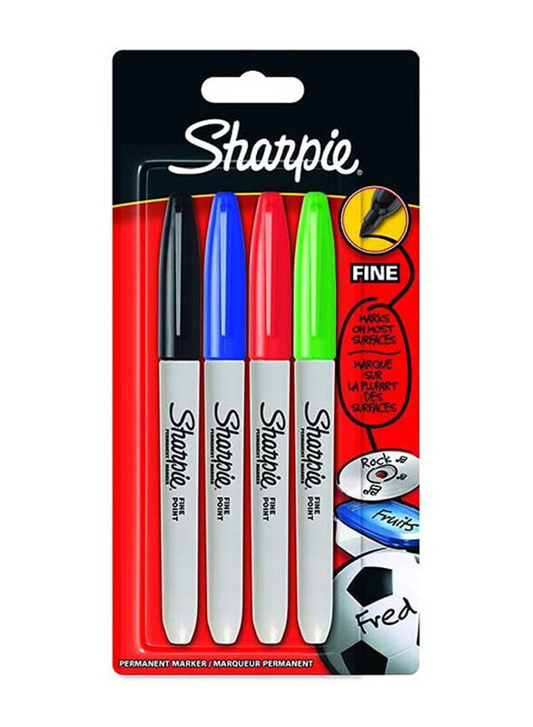 Sharpie 4-Piece Fine Point Permanent Marker Set, Assorted