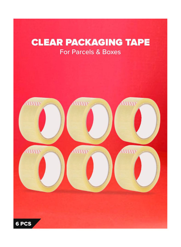 Rolls Packaging Tape, 48mm x 20 Yard, 6 Pieces, Clear