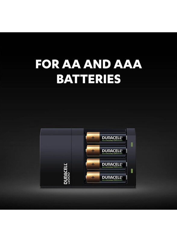 Duracell 4 Hours Battery Charger with Battery, 5 Pieces, Black/Gold