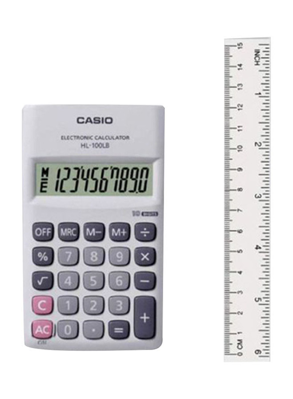 Casio 10-Digit Basic Calculator, HL-100LB, White