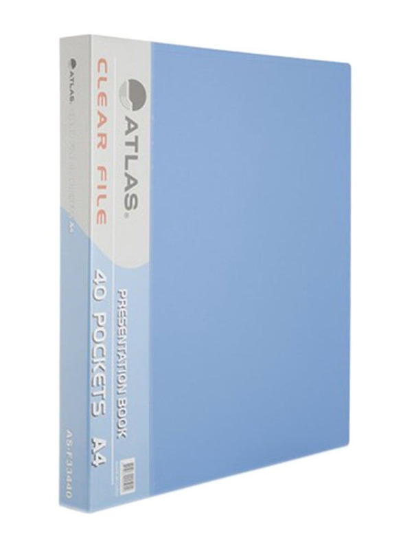 Atlas A4 Size File Folder, Blue/Clear