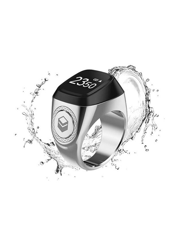 iQibla Tasbih Zikr Metal Smart Ring, 20mm, Bright Silver