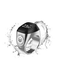 iQibla Tasbih Zikr Metal Smart Ring, 20mm, Bright Silver