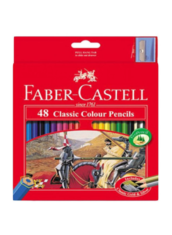 Faber-Castell Classic Colored Pencil with Sharpener, 48 Pieces, Multicolour
