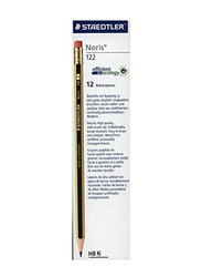 Staedtler 12-Piece Noris HB 2 Rubber Tip Pencil, Yellow/Black/Gold