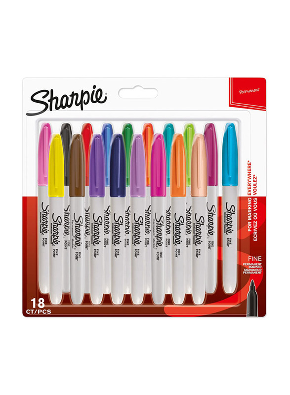 Sharpie 18-Piece Permanent Marker Fine Tip, Multicolour