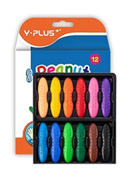 Y Plus+ Peanut 12 Colors Washable Toddler Crayons Nontoxic, Multicolour