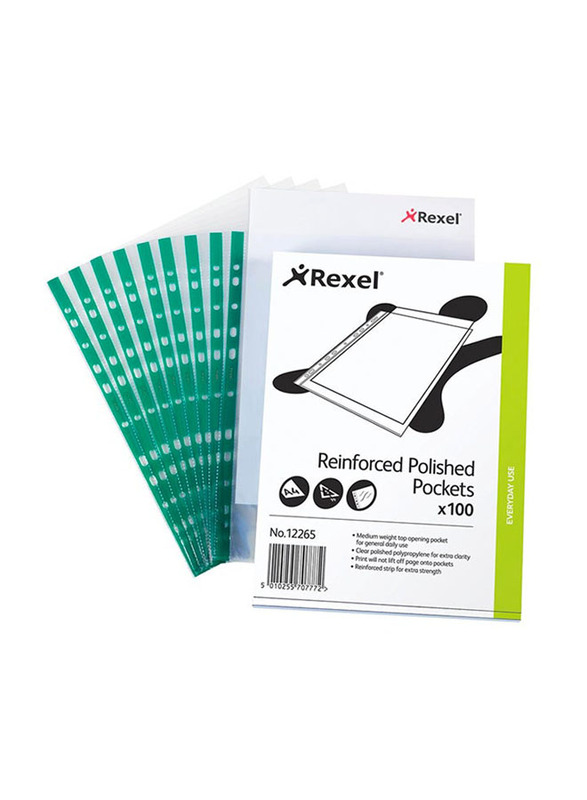 Rexel A4 Top-Opening Glass Pocket Sheet, Green/Clear