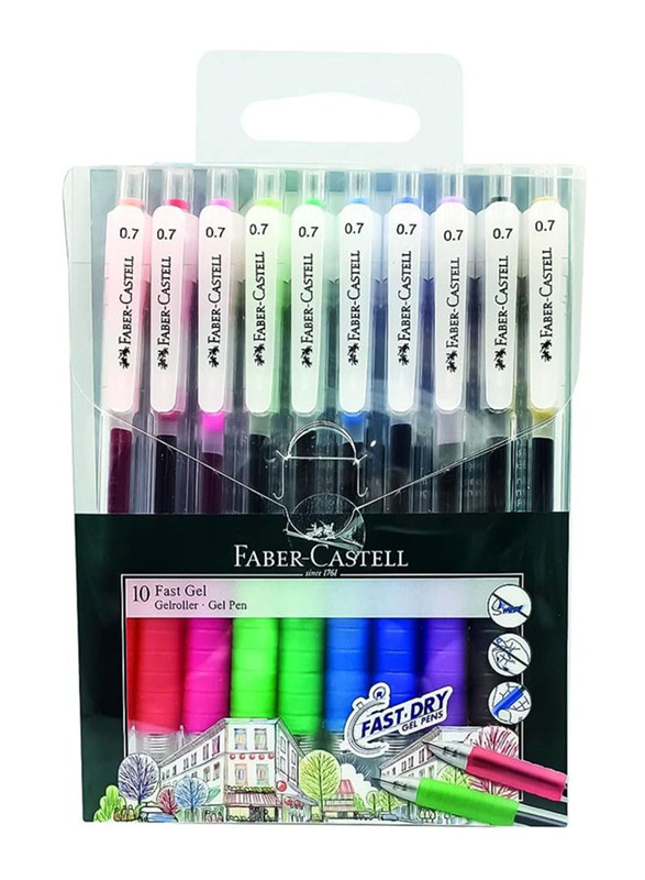 Faber-Castell 10-Piece Fast Dry Gel Pens, Multicolour