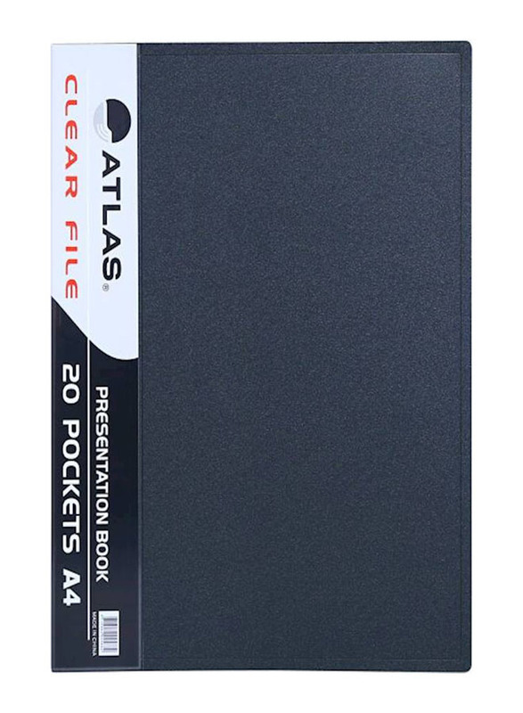 Atlas A4 20 Pockets Book Presentation File, Black