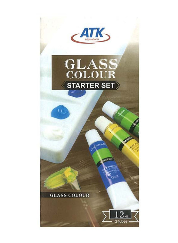 ATK Glass Colour Starter Set, 12 Pieces, Multicolour