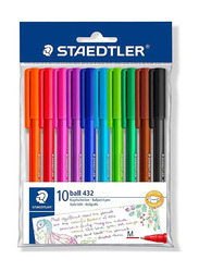 Staedtler 10-Piece Triangular Ballpoint Pen Set, Multicolour