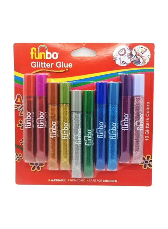 Funbo Glitter Glue, 10 Pieces, Multicolour
