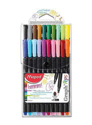 Maped Helix Usa Fine Felt Tipped Pen Permanent Marker, 20 Pieces, Multicolour