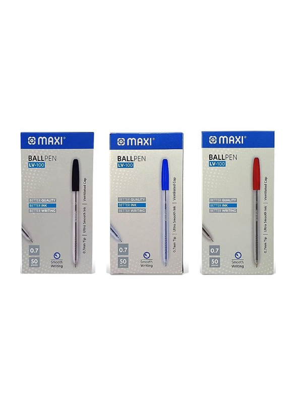 Maxi 150-Piece Ball Pen Set, 0.7mm, Blue/Black/Red Ink